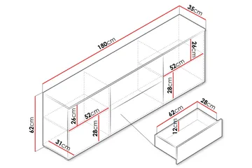 Sherie Tv-bänk 180 cm - Vit/Grå - Products - Möbler - TV- & Mediamöbler - TV bänk & mediabänk
