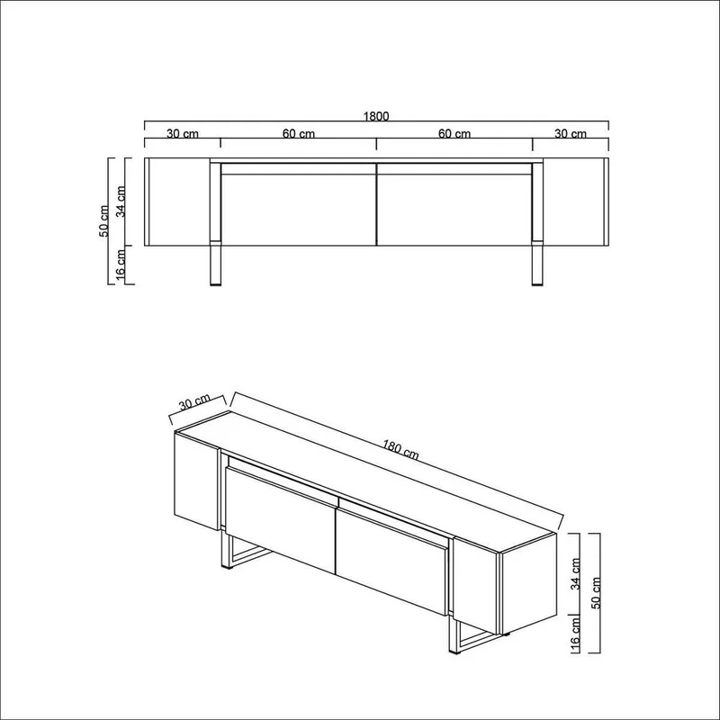 Sozi Tv-bänk 180 cm - Svart - Products - Möbler - TV- & Mediamöbler - TV bänk & mediabänk