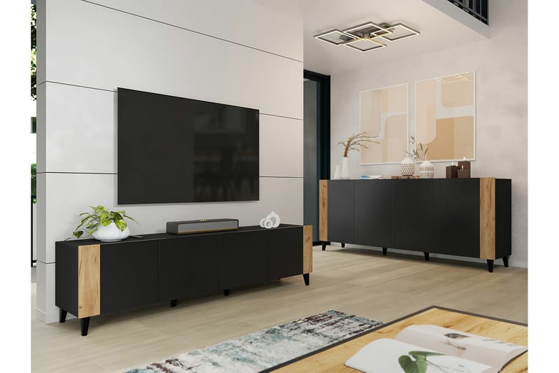 Strontian Tv-skåp 201 cm Scandinavian Choice Black - Products - Möbler - TV- & Mediamöbler - TV-skåp