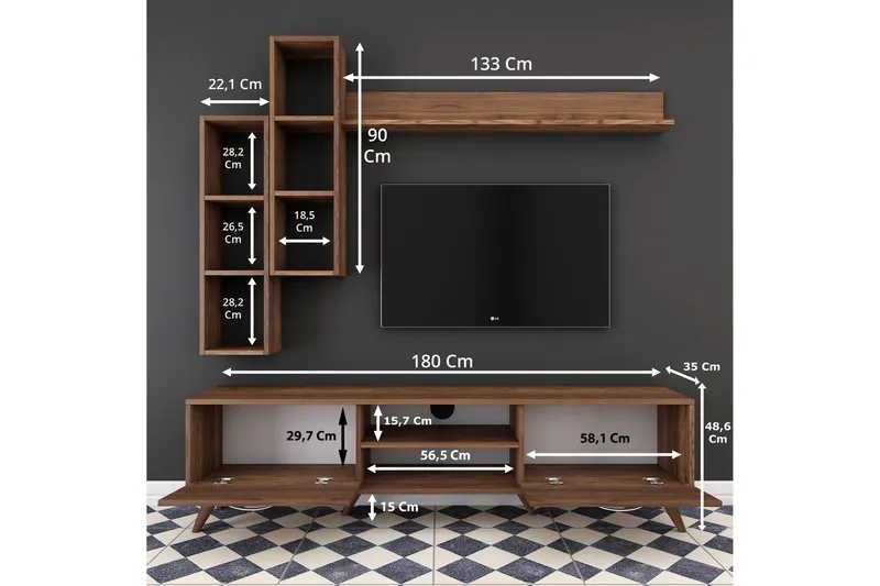 Virkesbo TV-Möbelset 180 cm - Brun - Products - Möbler - TV- & Mediamöbler - TV-möbelset