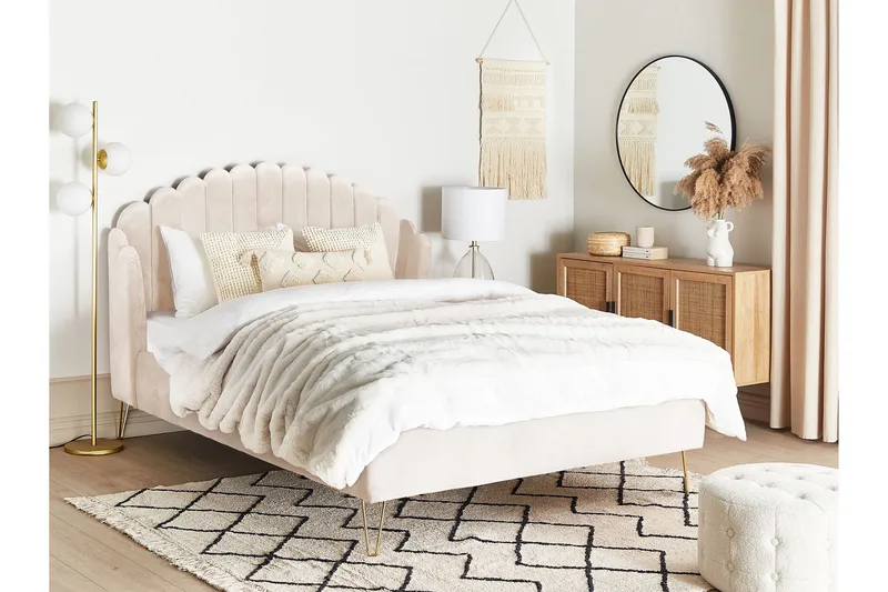 Benicio Sängram 140x200 cm - Beige/Guld - Products - Möbler - Säng - Sängram & sängstomme