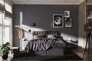 Boxy Box Bed 120x200 cm - Svart/Grå - Products - Möbler - Säng - Säng med förvaring