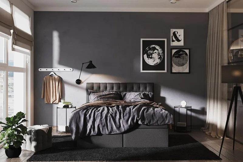 Boxy Box Bed 120x200 cm - Svart/Grå - Products - Möbler - Säng - Säng med förvaring