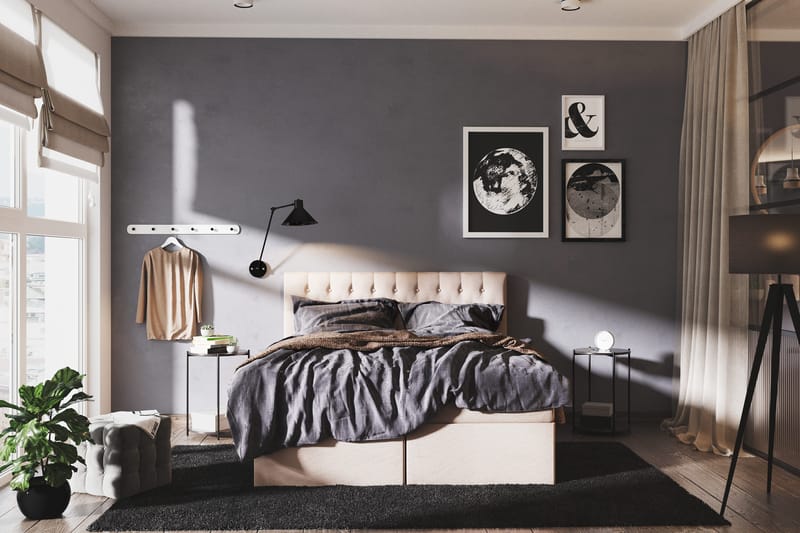 Boxy Box Bed 140x200 cm - Beige - Products - Möbler - Säng - Säng med förvaring