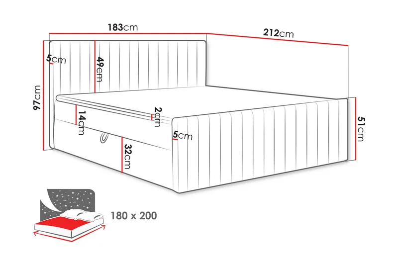 Calrosor Sängpaket Kontinentalsäng med Förvaring 180x200 cm - Svart - Products - Möbler - Säng - Komplett sängpaket