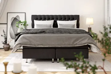 Celine Kontinentalsäng 120x200cm - Svart/Sammet - Products - Möbler - Säng - Kontinentalsäng