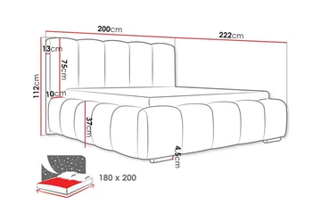 Cleaton Bubblig Sängram 180x200 cm med Förvaring HVILA Resårmadrass och Bäddmadrass i Latex med Tvättbar klädsel - Beige/Vit - Products - Möbler - Säng - Komplett sängpaket