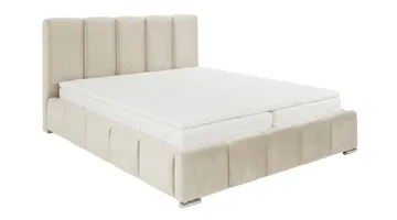 Cleaton Bubblig Sängram 180x200 cm med Förvaring HVILA Resårmadrass och Bäddmadrass i Polysterskum med Tvättbar klädsel, Beige/Vit