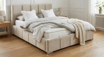 Cleaton Sängram 160x200 cm med Förvaring HVILA Skummadrass och Bäddmadrass i Memoryskum med Tvättbar klädsel - Beige/Vit - Products - Möbler - Säng - Komplett sängpaket