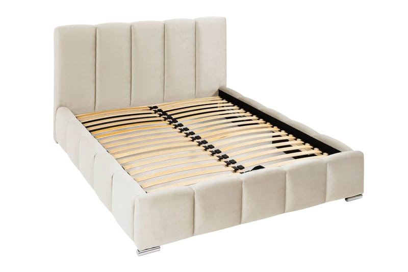 Cleaton Sängram 160x200 cm med Förvaring HVILA Skummadrass och Bäddmadrass i Memoryskum med Tvättbar klädsel - Beige/Vit - Products - Möbler - Säng - Komplett sängpaket