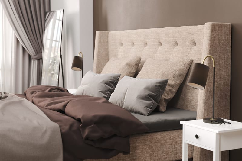 Cuba Sängpaket 105x200 med Två Beiga Kuddar - (+Fler val) Beige/Brun - Products - Möbler - Säng - Kontinentalsäng