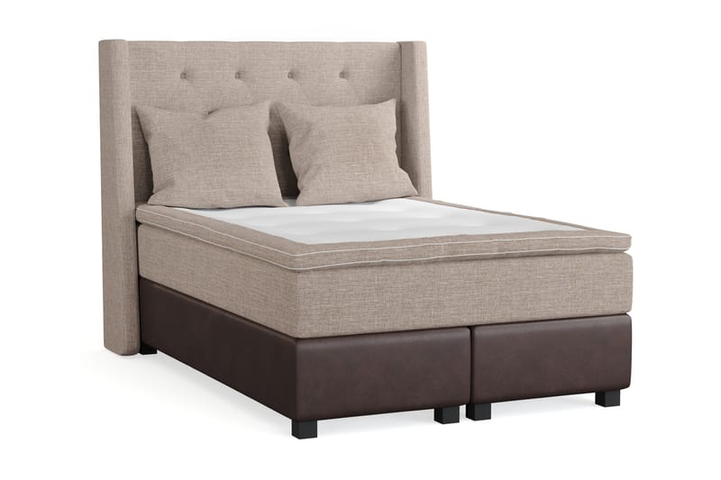 Cuba Sängpaket 140x200 med Två Beiga Kuddar - (+Fler val) Beige/Brun - Products - Möbler - Säng - Kontinentalsäng
