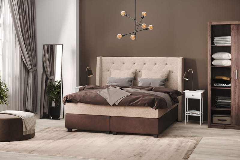 Cuba Sängpaket 210x210 med Två Beiga Kuddar - (+Fler val) Beige/Brun - Products - Möbler - Säng - Kontinentalsäng