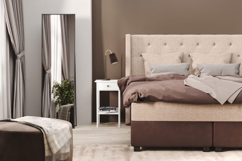 Cuba Sängpaket 210x210 med Två Beiga Kuddar - (+Fler val) Beige/Brun - Products - Möbler - Säng - Kontinentalsäng