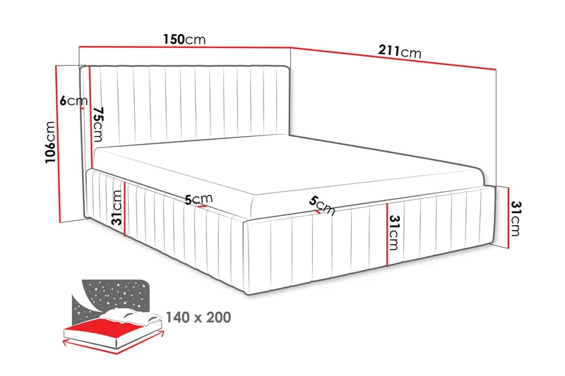 Desio Förvaringssäng 140x200 cm - Blå - Products - Möbler - Säng - Säng med förvaring