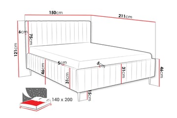 Desio Förvaringssäng 140x200 cm - Grå - Products - Möbler - Säng - Säng med förvaring