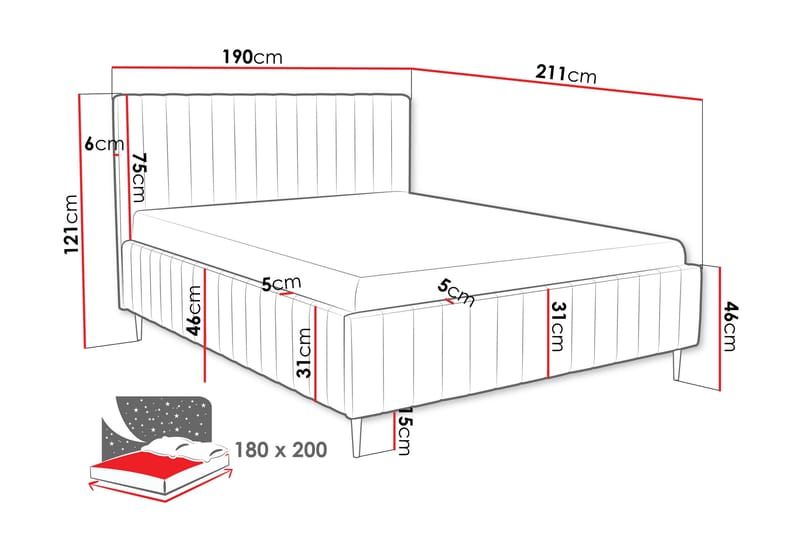 Desio Förvaringssäng 180x200 cm - Rosa - Products - Möbler - Säng - Säng med förvaring