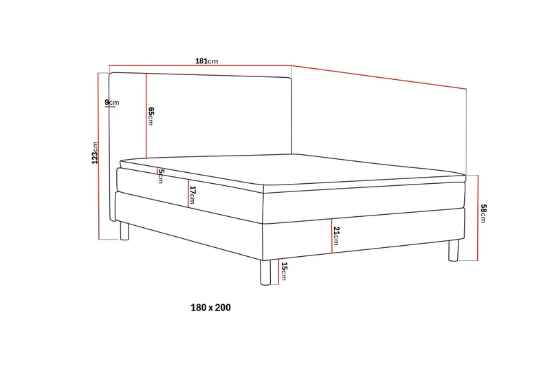 Dream Komplett Sängpaket 180x200 cm Slät Sänggavel - Mörkgrå - Products - Möbler - Säng - Kontinentalsäng