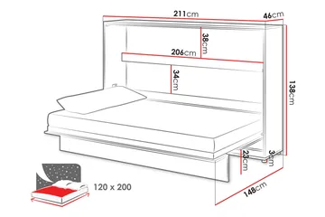 Rauk Sängskåp 211x148 cm - Vit - Products - Möbler - Säng - Gästsäng & extrasäng - Sängskåp