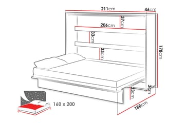 Rauk Sängskåp 211x188 cm - Vit - Products - Möbler - Säng - Gästsäng & extrasäng - Sängskåp