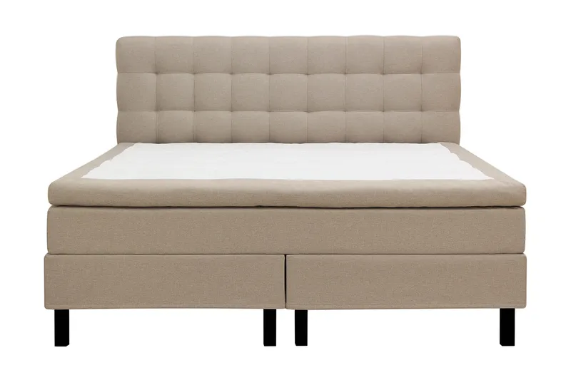 Hilton Komplett Sängpaket 160x200 cm Kontinentalsäng med rutad sänggavel, Beige