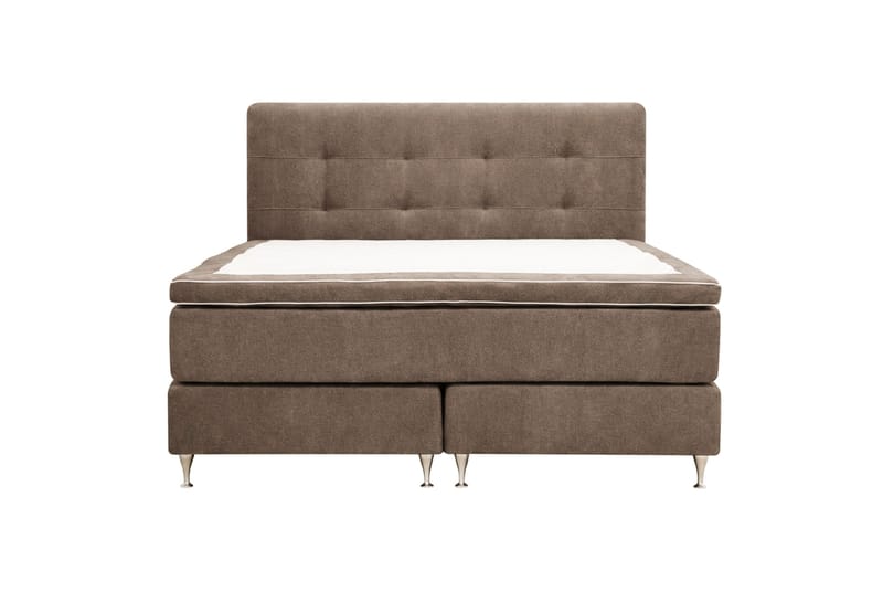Hilton Premium Komplett Sängpaket 160x200 cm Kontinentalsäng med Sänggavel, Brun Tyg