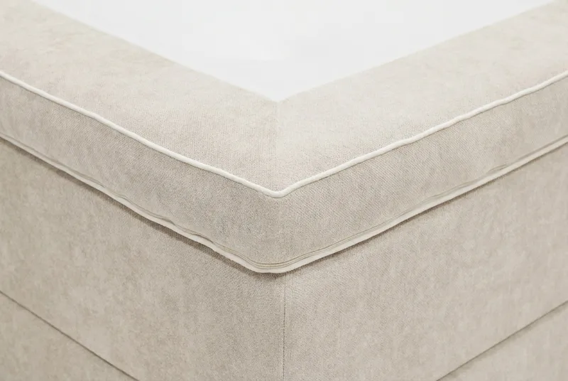HVILA Lyx Komplett Sängpaket 160x200 cm Kontinentalsäng med knappad sänggavel i chenille - Beige - Products - Möbler - Säng - Kontinentalsäng