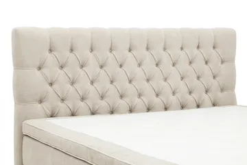 HVILA Lyx Komplett Sängpaket 160x200 cm Kontinentalsäng med knappad sänggavel i chenille - Beige - Products - Möbler - Säng - Kontinentalsäng