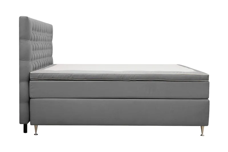 HVILA Lyx Komplett Sängpaket 160x200 cm Kontinentalsäng med knappad sänggavel i sammet - Ljusgrå / Sammet - Products - Möbler - Säng - Kontinentalsäng