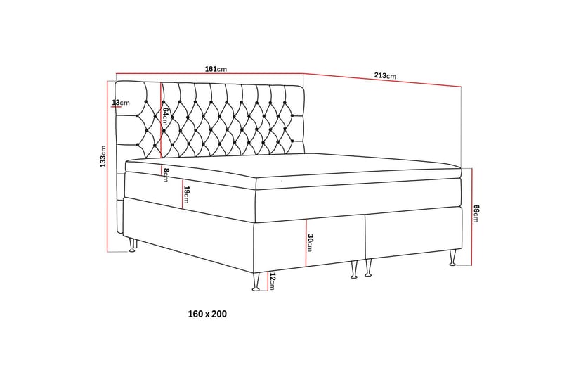 HVILA Lyx Kontinentalsäng 160x200 cm - Grå - Products - Möbler - Säng - Kontinentalsäng
