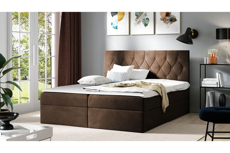 Jitendera Sängpaket Kontinentalsäng 120x200 cm med Förvaring - Brun - Products - Möbler - Säng - Komplett sängpaket