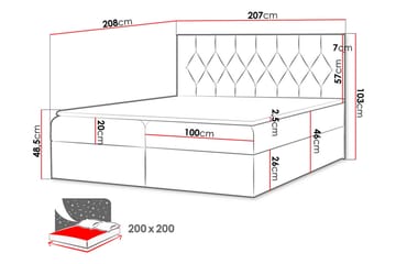 Jitendera Sängpaket Kontinentalsäng 200x200 cm med Förvaring - Röd - Products - Möbler - Säng - Komplett sängpaket