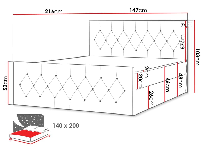Jitendra Sängpaket Kontinentalsäng 140x200 cm med Förvaring - Grön - Products - Möbler - Säng - Komplett sängpaket