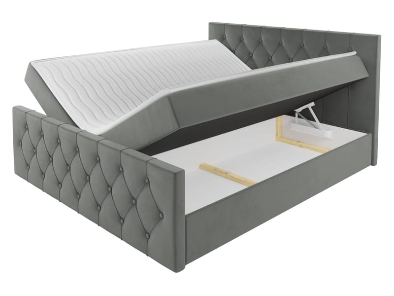 Jitendra Sängpaket Kontinentalsäng 160x200 cm med Förvaring - Grå - Products - Möbler - Säng - Komplett sängpaket