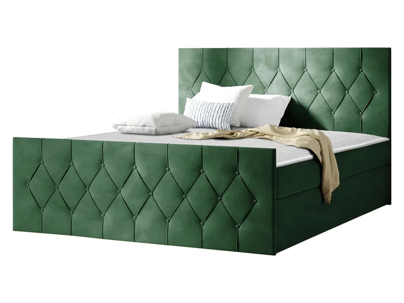 Jitendra Sängpaket Kontinentalsäng 200x200 cm med Förvaring, Grön