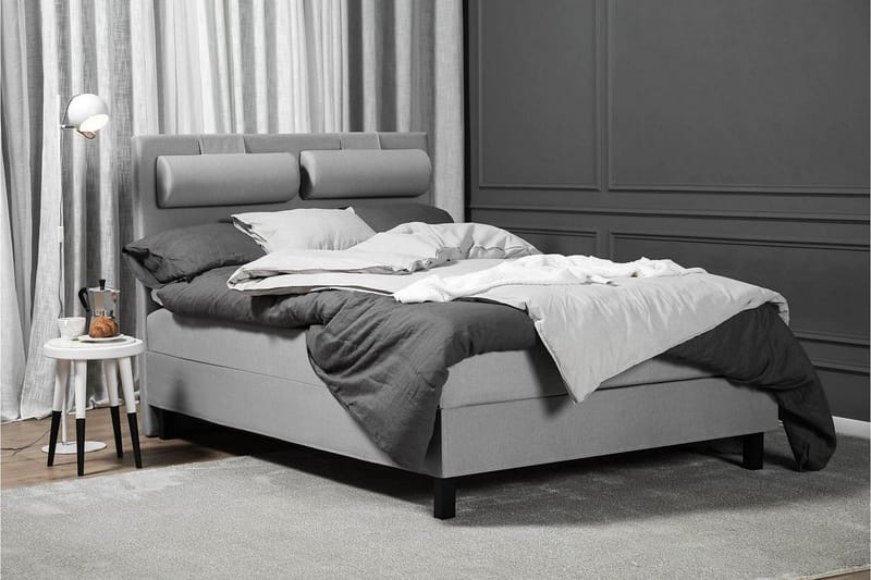 Lucky Komplett Sängpaket 140x200 Polyeter Slät - Nackkudde Liten Mellangrå - Products - Möbler - Säng - Kontinentalsäng