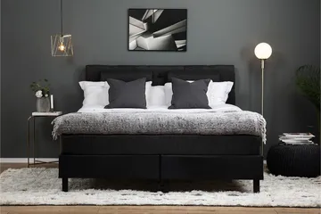 Lucky Komplett Sängpaket 160x200 Latex Diamant - Nackkudde Stor Svart/Grå/PU - Products - Möbler - Säng - Kontinentalsäng