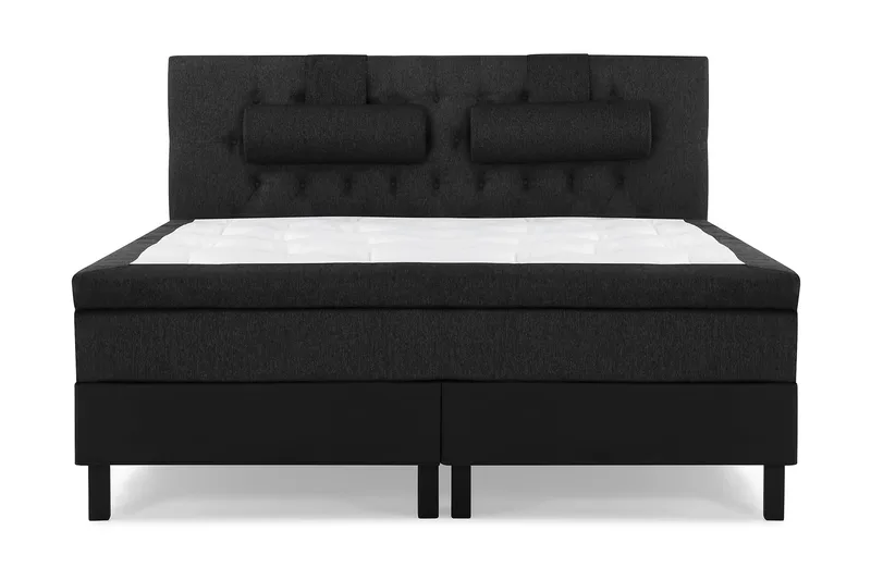 Lucky Komplett Sängpaket 160x200 Latex Diamant, Nackkudde Stor Svart/Grå/PU