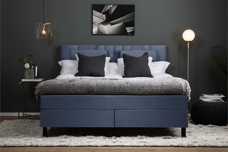 Lucky Komplett Sängpaket 160x200 Polyeter Diamant - Nackkudde Stor Mörkblå - Products - Möbler - Säng - Kontinentalsäng