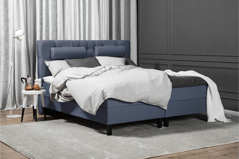 Lucky Komplett Sängpaket 180x200 Latex Diamant Sänggavel - Nackkudde Stor Mörkblå - Products - Möbler - Säng - Kontinentalsäng