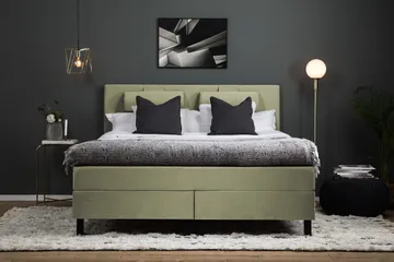 Lucky Komplett Sängpaket 180x200 Polyeter Slät Sänggavel - Nackkudde Stor Grön - Products - Möbler - Säng - Kontinentalsäng