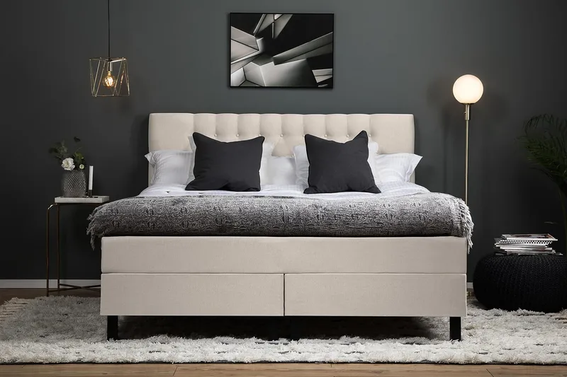 Lucky Kontinentalsäng 180x200Polyeter - Beige - Products - Möbler - Säng - Kontinentalsäng