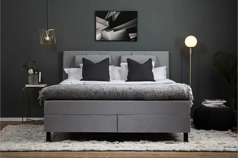 Lucky Sängpaket 150x200 SkumSlät Sänggavel - Grå - Products - Möbler - Säng - Kontinentalsäng