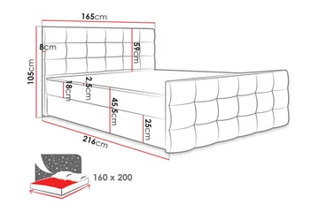 Milano Kontinentalsäng 160x200 cm med Sänggavel  Rosa  R - Rosa - Products - Möbler - Säng - Säng med förvaring