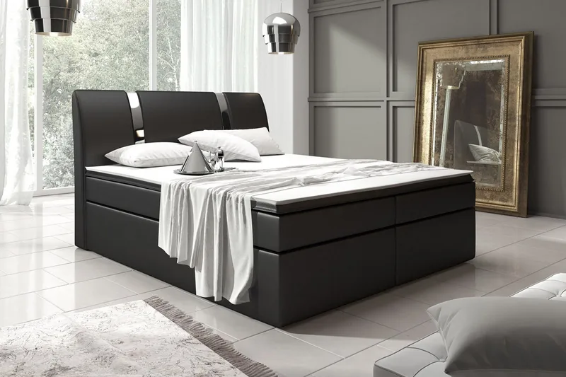 Modena Sängpaket 160x200 med Förvaring Slät Gavel - Svart - Products - Möbler - Säng - Säng med förvaring