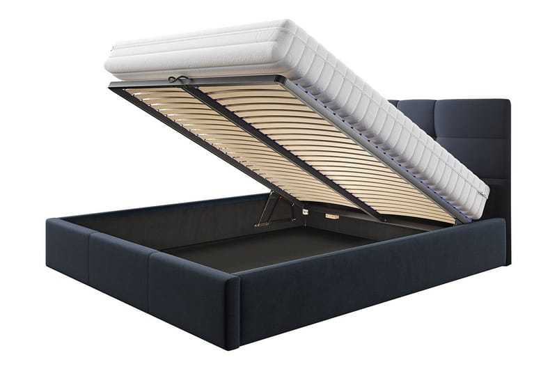 Nieres Förvaringssäng 140x200cm LED-belysning - Mörkblå - Products - Möbler - Säng - Säng med förvaring
