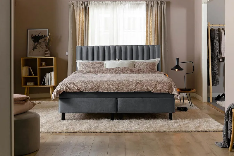 Princess Kontinentalsäng 140x200cm - Mörkgrå/Sammet - Products - Möbler - Säng - Kontinentalsäng