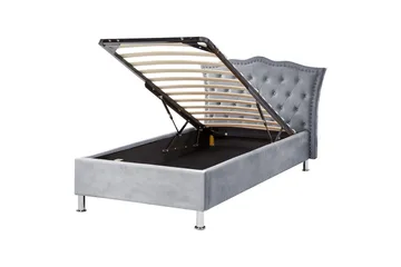 Säng med förvaring Metz - Grå, Silver/Sammet, 90x200 cm - Products - Möbler - Säng - Säng med förvaring