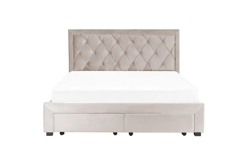 Säng med förvaringslådor Lievin - Beige, 180x200 cm - Products - Möbler - Säng - Säng med förvaring