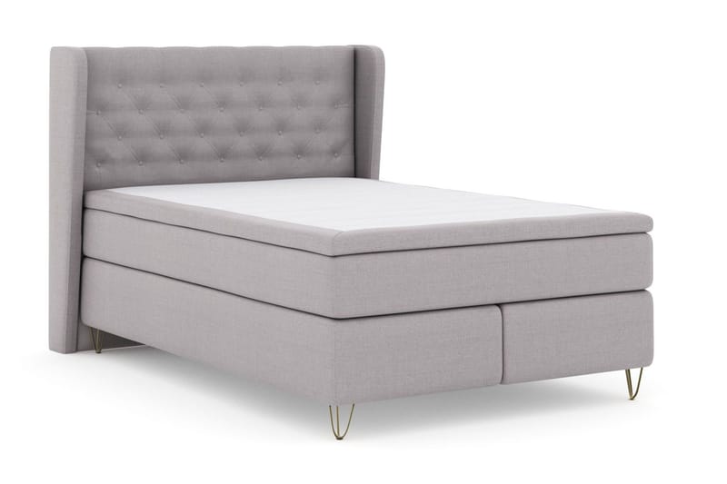 Select No 4 Komplett Sängpaket 140x200 Fast/Medium - Ljusgrå/Metall V-form - Products - Möbler - Säng - Kontinentalsäng